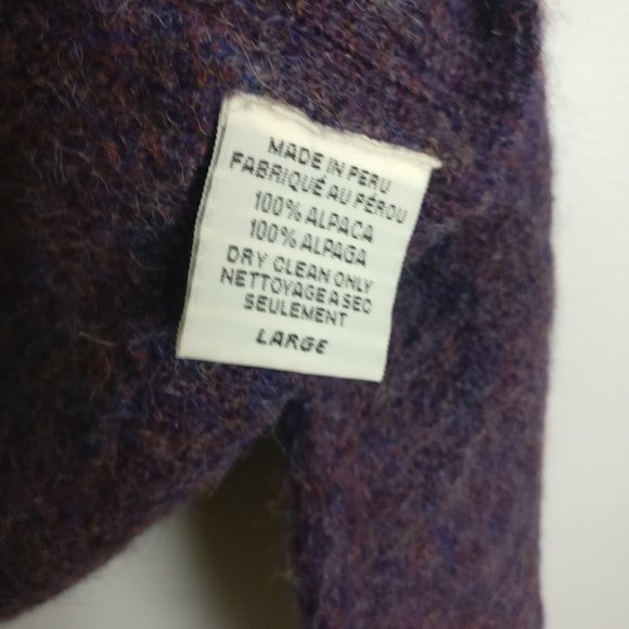 Alpaca Wool Sweater, 100% Alpaca 1/2 zip Sweater, Large Peruvian Alpaca - Picture 5 of 7